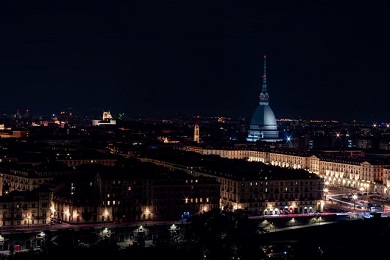 view of turin at night
