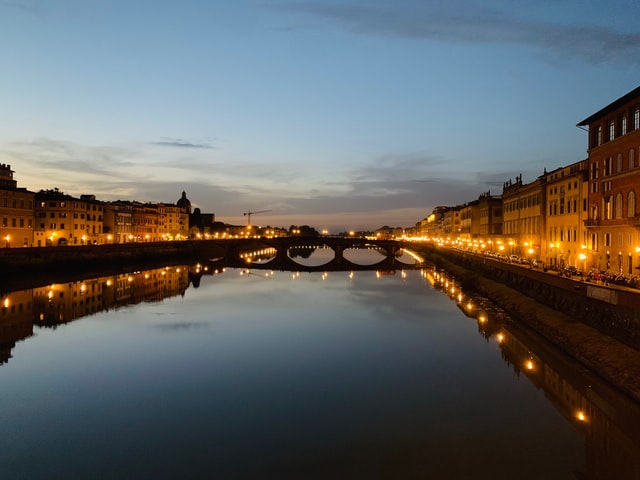 view of Arno river at night, Florence